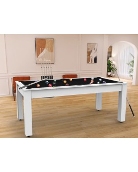 Table billard convertible 6ft Dubaï blanc laqué