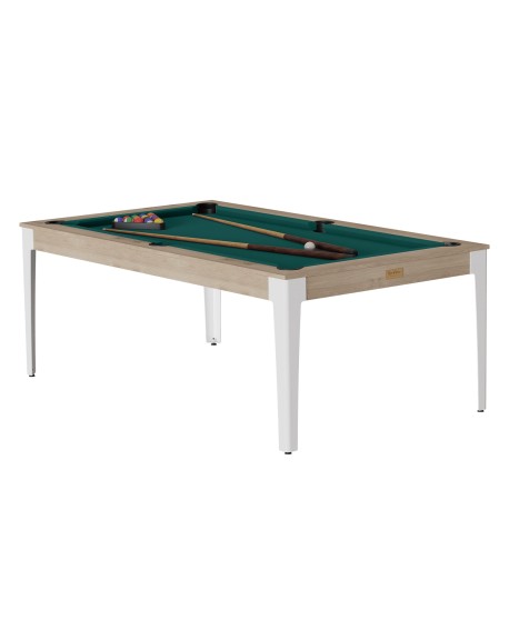 Table billard convertible René Pierre Elan Chêne Sablé tapis vert